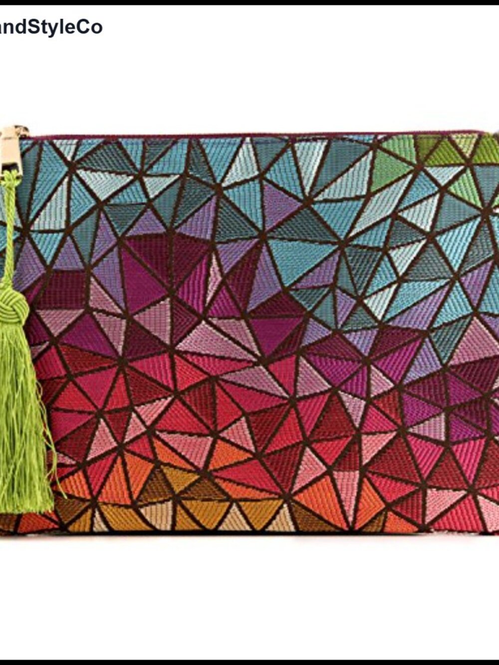 Bohemian Knit Clutch Purse Slim Zip Wallet Card Money Phone Tassel